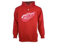 Men Detroit Red Wings Old Time Hockey Big Logo with Crest Pullover Hoodie C Red