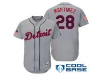 Men Detroit Tigers #28 J.D. Martinez Gray Stars & Stripes 2016 Independence Day Cool Base Jersey