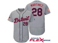 Men Detroit Tigers #28 J.D. Martinez Gray Stars & Stripes 2016 Independence Day Flex Base Jersey
