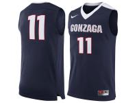 Men Gonzaga Bulldogs #11 Nike Replica Jersey - Navy