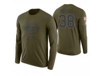 Men Green Bay Packers #38 Tramon Williams 2018 Salute to Service Long Sleeve Olive T-Shirt