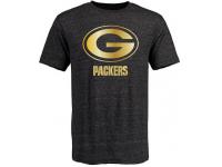 Men Green Bay Packers Pro Line Black Gold Collection Tri-Blend T-Shirt