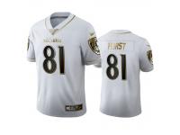 Men Hayden Hurst Ravens White 100th Season Golden Edition Jersey