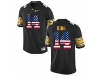 Men Iowa Hawkeyes #14 Desmond King Black USA Flag College Football Limited Jersey