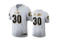 Men Jamaal Williams Packers White 100th Season Golden Edition Jersey