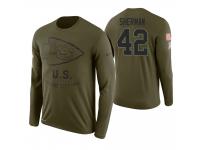 Men Kansas City Chiefs #42 Anthony Sherman 2018 Salute to Service Long Sleeve Olive T-Shirt