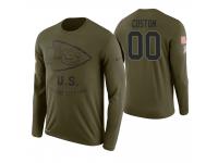 Men Kansas City Chiefs Custom 2018 Salute to Service Long Sleeve Olive T-Shirt