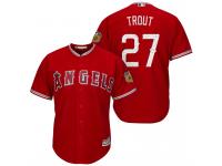 Men Los Angeles Angels #27 Mike Trout 2017 Spring Training Cactus League Patch Scarlet Cool Base Jersey