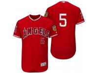 Men Los Angeles Angels Albert Pujols #5 Scarlet 2017 Spring Training Cactus League Patch Authentic Collection Flex Base Jersey