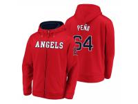 Men Los Angeles Angels Felix Pena Red Matte Fleece Full-Zip Hoodie