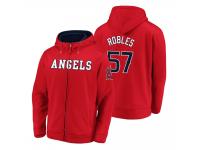 Men Los Angeles Angels Hansel Robles Red Matte Fleece Full-Zip Hoodie