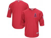 Men Los Angeles Angels Mike Trout On-Field 3/4 Sleeve Player Batting Practice Jersey - Red