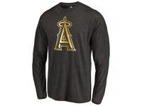 Men Los Angeles Angels of Anaheim Gold Collection Long Sleeve Tri-Blend T-Shirt Black