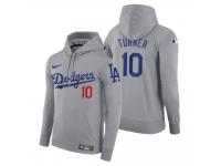 Men Los Angeles Dodgers Justin Turner Nike Gray Road Hoodie