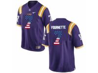 Men LSU Tigers #7 Leonard Fournette Purple USA Flag College Football Limited Jersey