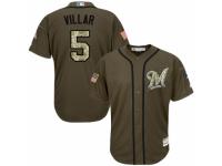 Men Majestic Milwaukee Brewers 5 Jonathan Villar Authentic Green Salute to Service MLB Jerseys