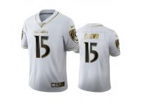 Men Marquise Brown Ravens White 100th Season Golden Edition Jersey