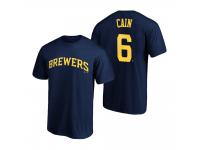 Men Milwaukee Brewers Lorenzo Cain Navy 2020 Official T-Shirt