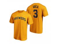 Men Milwaukee Brewers Orlando Arcia Gold 2020 Official T-Shirt