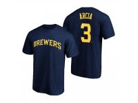 Men Milwaukee Brewers Orlando Arcia Navy 2020 Official T-Shirt