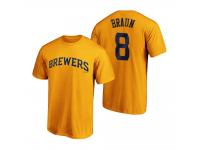 Men Milwaukee Brewers Ryan Braun Gold 2020 Official T-Shirt