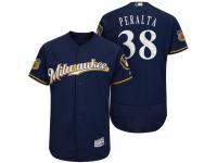 Men Milwaukee Brewers Wily Peralta #38 Navy 2017 Spring Training Cactus League Patch Authentic Collection Flex Base Jersey