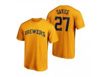 Men Milwaukee Brewers Zach Davies Gold 2020 Official T-Shirt