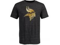 Men Minnesota Vikings Pro Line Black Gold Collection Tri-Blend T-Shirt