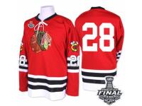 Men Mitchell and Ness Chicago Blackhawks #28 Steve Larmer Premier Red 1960-61 Throwback 2015 Stanley Cup Patch NHL Jersey