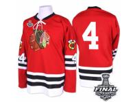 Men Mitchell and Ness Chicago Blackhawks #4 Niklas Hjalmarsson Premier Red 1960-61 Throwback 2015 Stanley Cup Patch NHL Jersey