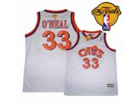 Men Mitchell and Ness Cleveland Cavaliers #33 Shaquille ONeal Swingman White CAVS Throwback 2016 The Finals Patch NBA Jersey