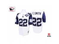 Men Mitchell And Ness Dallas Cowboys #22 Emmitt Smith Authentic White 75TH Patch Throwback NFL Jersey