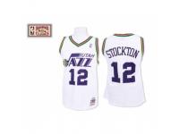 Men Mitchell and Ness Utah Jazz #12 John Stockton Swingman White Throwback NBA Jersey