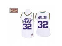Men Mitchell and Ness Utah Jazz #32 Karl Malone Swingman White Throwback NBA Jersey