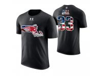 Men New England Patriots Jeremy Hill #33 Stars and Stripes 2018 Independence Day American Flag T-Shirt