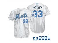 Men New York Mets #33 Matt Harvey Majestic White Fashion 2016 Father's Day Cool Base Jersey
