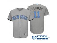 Men New York Yankees #11 Brett Gardner Majestic Gray Fashion 2016 Father's Day Cool Base Jersey