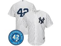 Men New York Yankees #42 Jackie Robinson Majestic White Black Cool Base Jersey