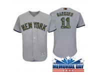 Men New York Yankees Brett Gardner #11 Gray Camo Fashion 2016 Memorial Day Cool Base Jersey