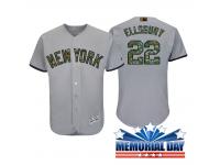 Men New York Yankees Jacoby Ellsbury #22 Gray Camo Fashion 2016 Memorial Day Cool Base Jersey
