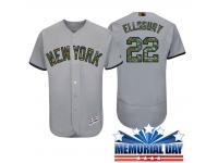 Men New York Yankees Jacoby Ellsbury #22 Gray Camo Fashion 2016 Memorial Day Flex Base Jersey