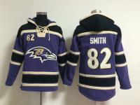 Men NFL Baltimore Ravens #82 Torrey Smith Purple Pullover Hoodie