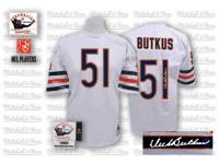 Men NFL Chicago Bears #51 Dick Butkus Throwback Road Mitchell and Ness White Autographed Jersey