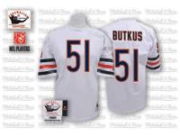 Men NFL Chicago Bears #51 Dick Butkus Throwback Road White Mitchell and Ness Jersey