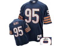 Men NFL Chicago Bears #95 Richard Dent Throwback Home Mitchell and Ness Navy Blue Autographed Jersey