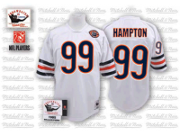 Men NFL Chicago Bears #99 Dan Hampton Throwback Road Bear Patch White Big Number Mitchell and Ness Jersey