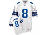 Men NFL Dallas Cowboys #8 Troy Aikman Throwback Road White Reebok Jersey