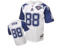 Men NFL Dallas Cowboys #88 Michael Irvin Throwback Road 75th Patch White Mitchell and Ness Jersey