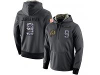 Men NFL Nike Washington Redskins #9 Sonny Jurgensen Stitched Black Anthracite Salute to Service Player Performance Hoodie