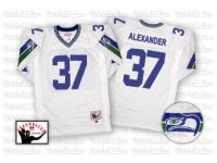 Men NFL Seattle Seahawks #37 Shaun Alexander Throwback Road White Mitchell and Ness Jersey